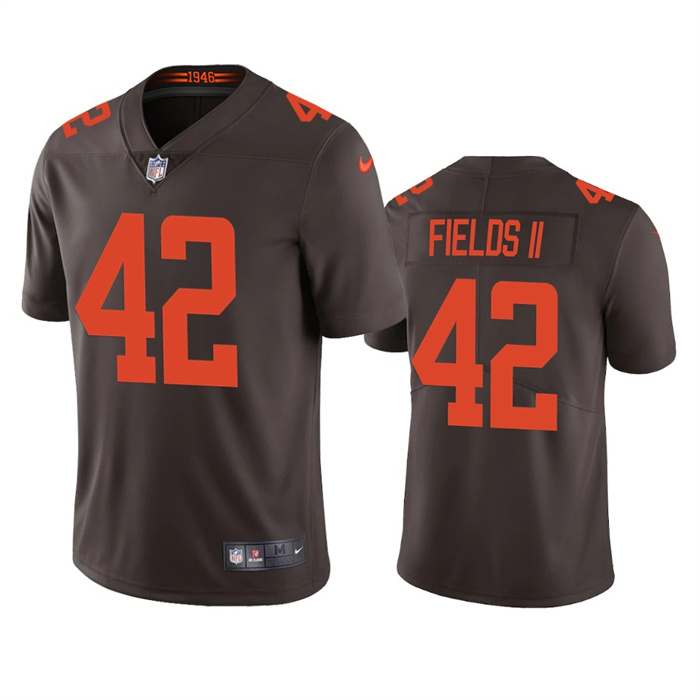 Men's Cleveland Browns #42 Tony Fields II Brown Vapor Untouchable Limited Stitched Jersey